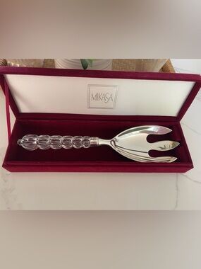 Mikasa Rousseau Crystal and Silver-Plated Pasta Server